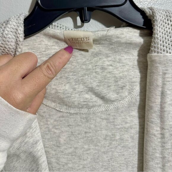 Chico's Light Gray Hooded Cardigan (412) - Picture 3 of 4